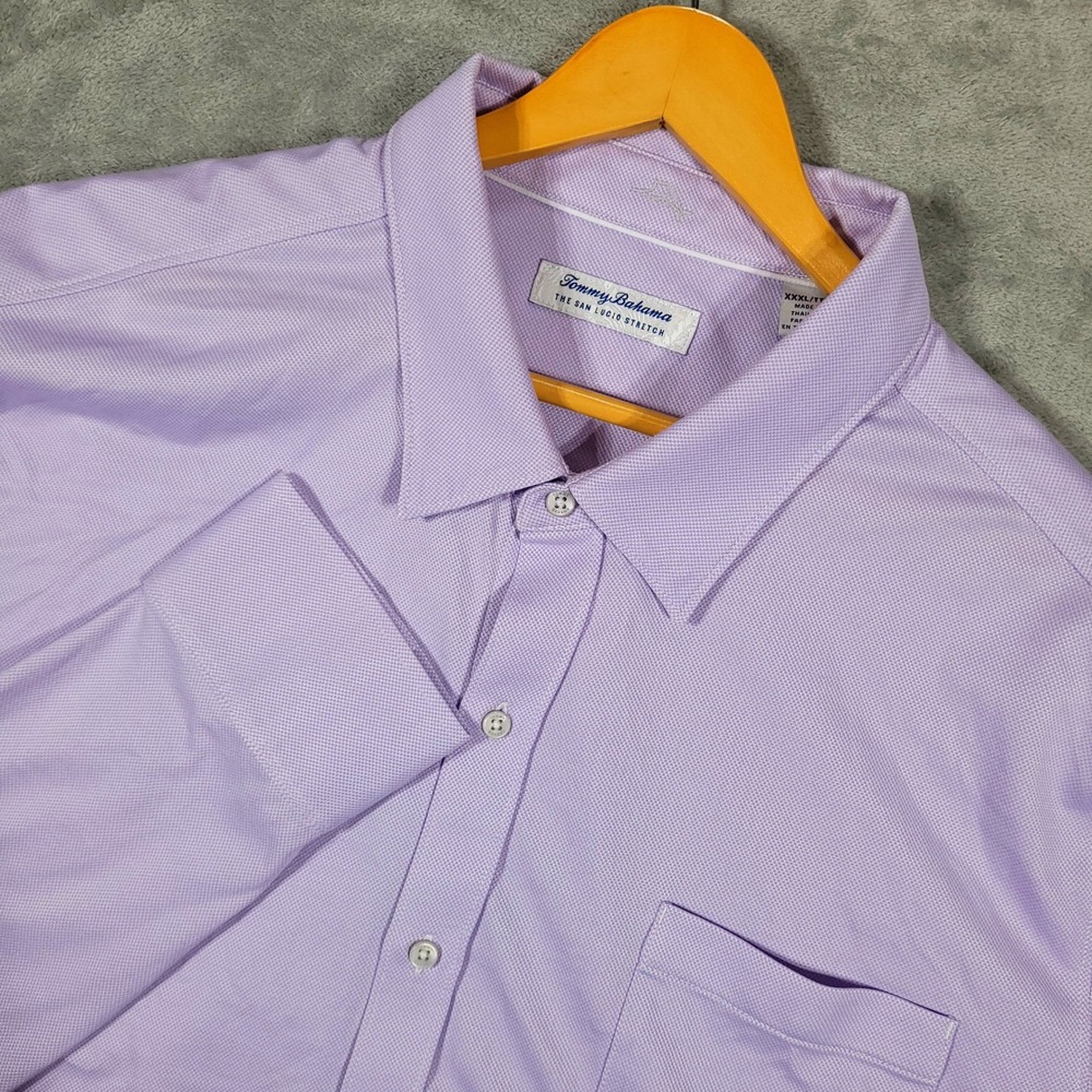 Tommy Bahama San Lucio Stretch Mens 3XL Purple Micro Check IslandZone Shirt